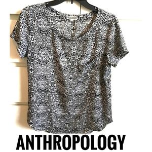ANTHROPOLOGY Pleione Black/White Print Tee (M)
